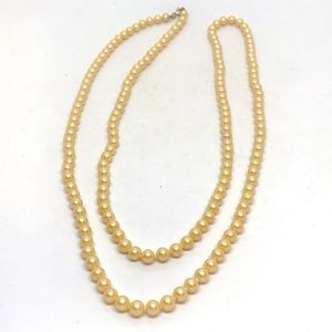 Vintage Long Strand of Faux Pearls Hand Knotted 52” Length